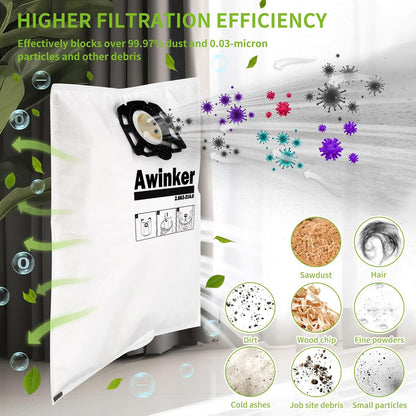 10 pieces KFI 357 vacuum cleaner bags for Kärcher WD2 WD3 KWD1 KWD2 KWD3 WD3.200 - WD3.800 M/SE4001/SE4002 vacuum cleaners, replaces 2.863-314.0