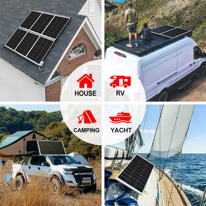DOKIO 100W 18V monocrystalline solar panel - solar module 100 watt for 12V batteries perfect for RV, camping, garden shed