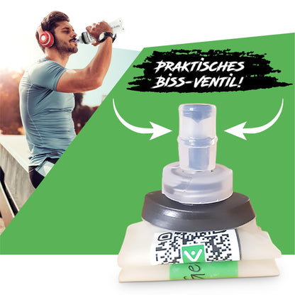 RACEPACE RaceFuel foldable 500ml drinking bottle gel bottle, Soft Flask BPA-free, with RaceFuel Energy Gel recipe QR code, perfect for running, marathon, triathlon, and cycling (2 pieces, 500ml)