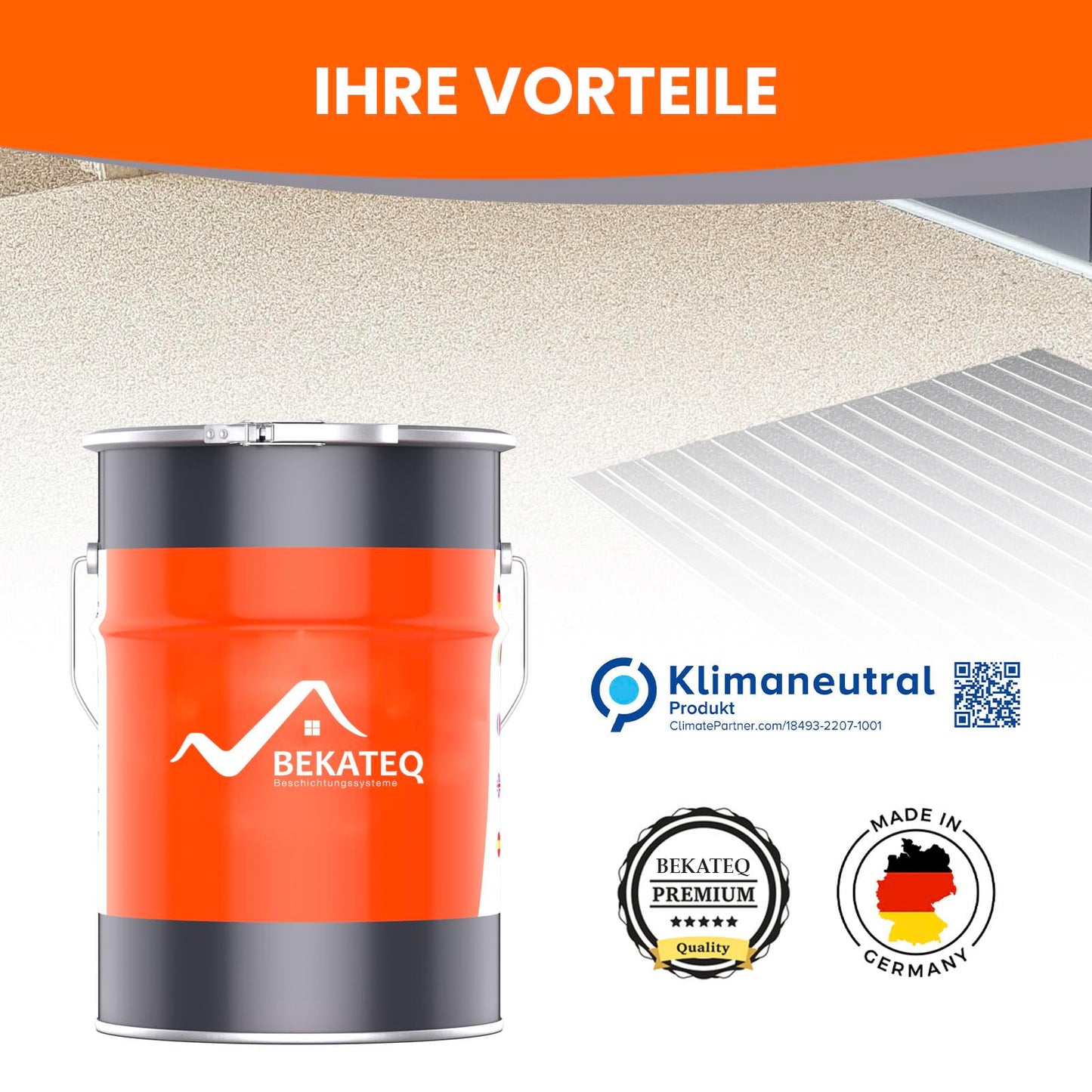 1K PU binder adhesive for outdoor stone carpet, UV-resistant, 4kg clear glossy - no yellowing, elastic, sealing, sufficient for 100kg marble chippings - BEKATEQ BK-667PU.