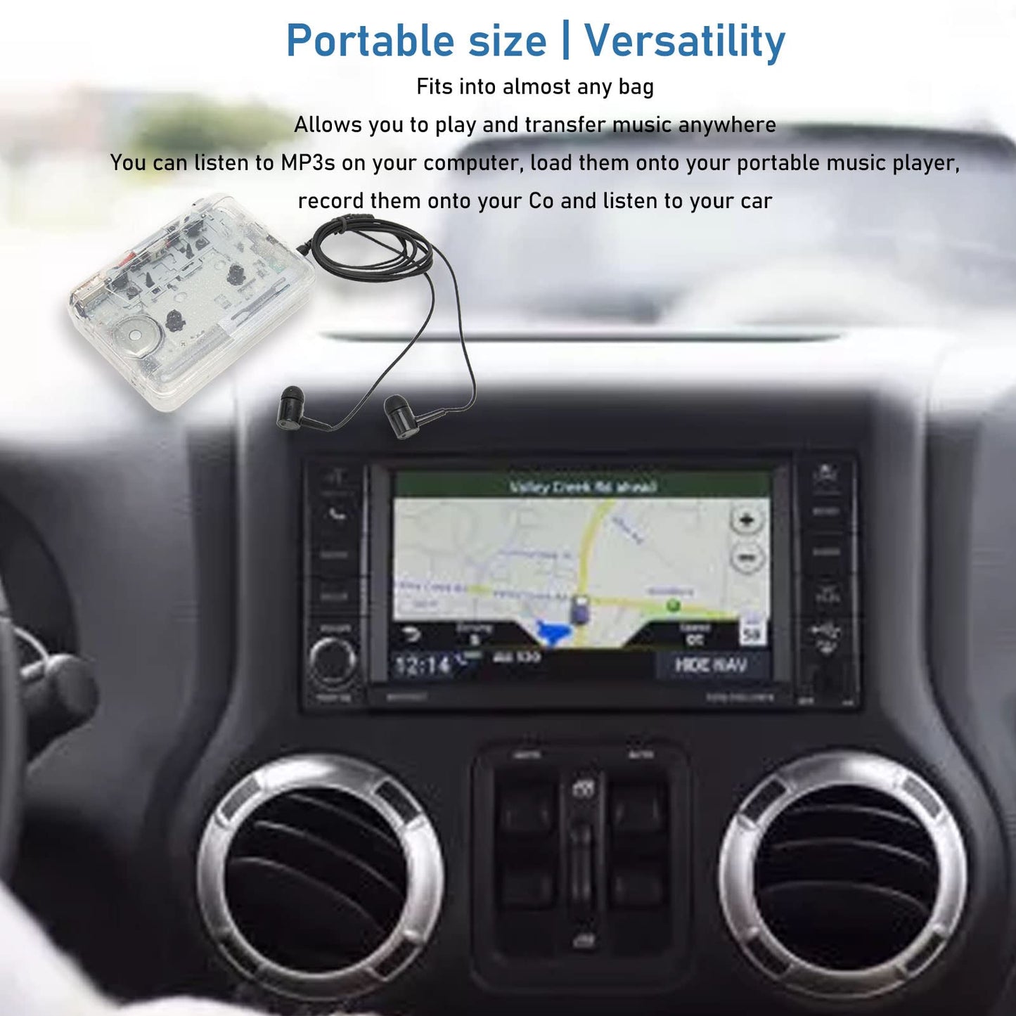 USB Cassette to MP3 Converter, Portable Cassette with Headphones, Cassette Player Converts to MP3 WAV, Audio Music Player for Computer In Car
