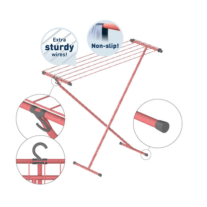 Tube clothes dryer Compact Rose – storage hooks - practical and sturdy - space-saving - 90x32x83 cm - 5.5 m drying area - Quality from Sweden's strongest clothes drying brand.