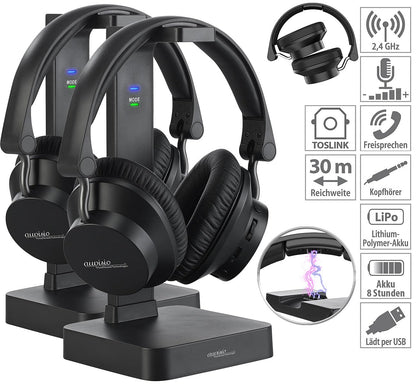 auvisio Digital Wireless Headphones & Hearing Amplifier, 98db TV Mode, Set of 2