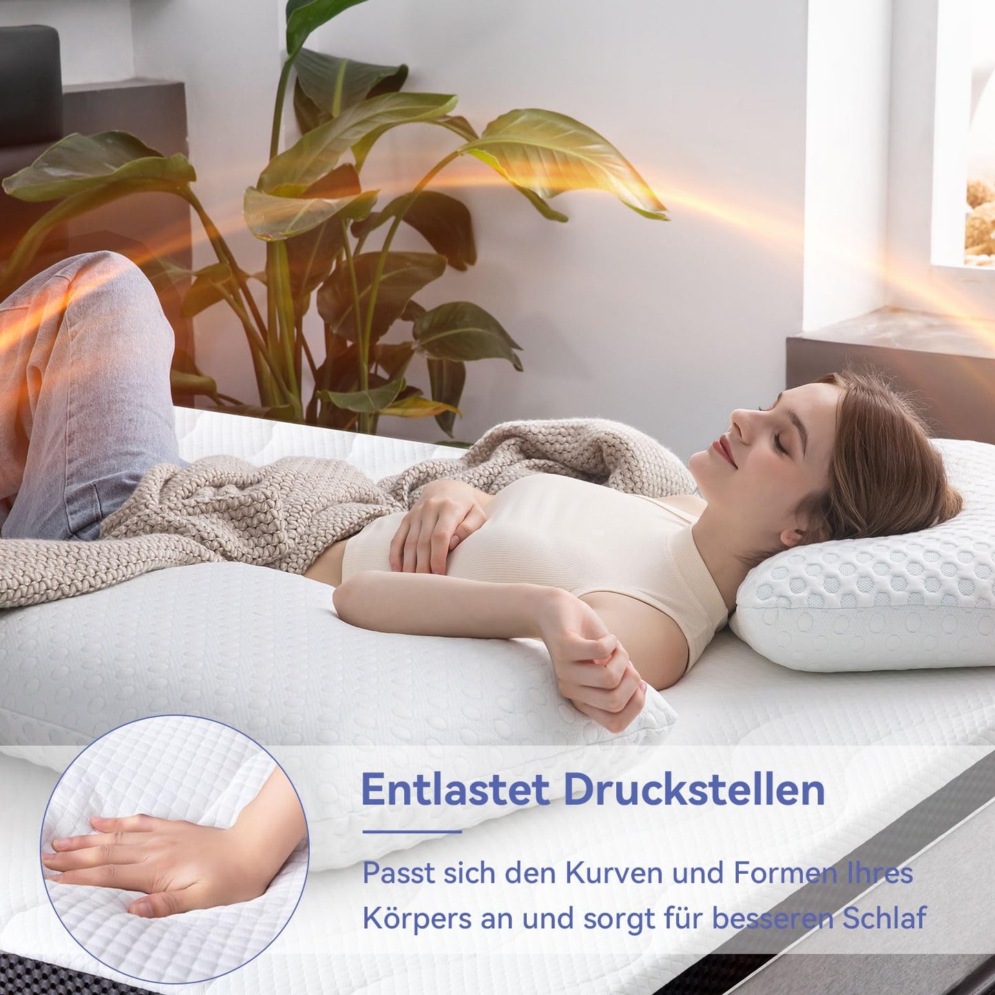 Amazon Basics Mattress Topper 90 x 190 cm, 7 cm height Gel Foam Mattress Pad, white