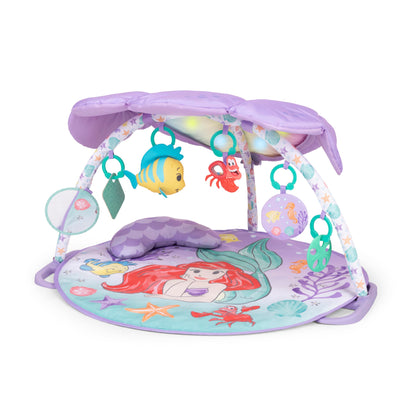 Bright Starts, The Little Mermaid Twinkle Trove illuminated music activity gym, 25 minutes of melodies, 6 toys included, for newborns +.