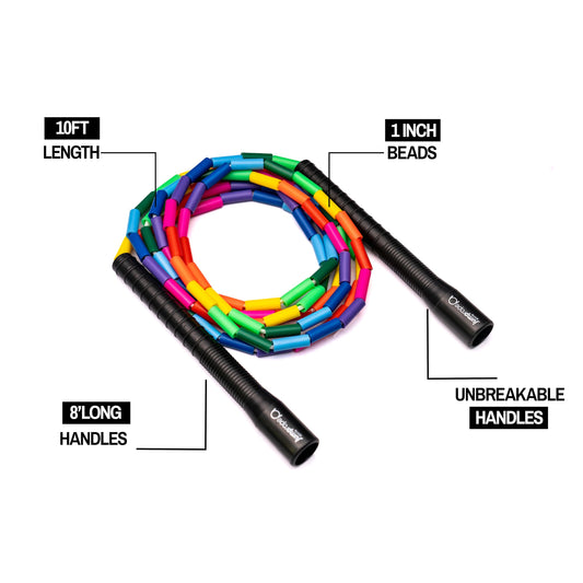 Professional Rope Skipping Competition Jump Rope Freestyle Bead - Adjustable length (RAINBOW, 3.0m)