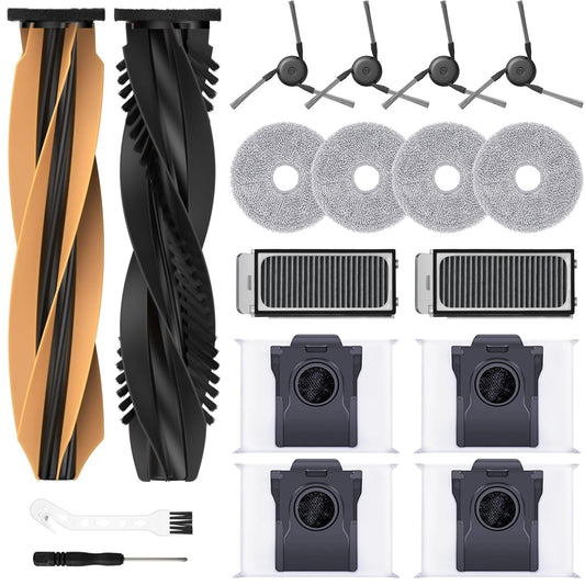 Accessory set for Dreame L40s Pro Ultra/X50 Ultra Complete/L50 Pro Ultra, 4*Dust bags 4*Mop pads 2*Main brush 4*Side brushes 2*Filters, robotic vacuum replacement parts accessories.