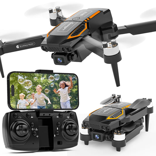 Camera drone for kids, brushless motor, gesture control, gravity control, 3D flips and auto-hover, waypoint flight, one-button start for adults/beginners.