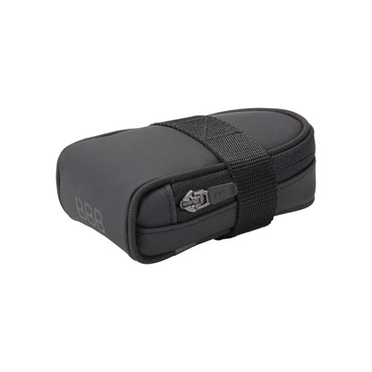 BBB Cycling bike saddle bag with universal straps for easy mounting on mountain, road, and city bikes. Saddle Bag, Racepack B, Black.
