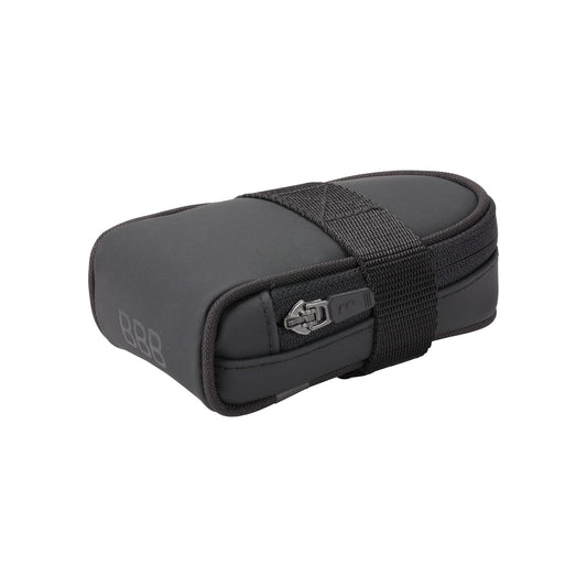 BBB Cycling bike saddle bag with universal straps for easy mounting on mountain, road, and city bikes. Saddle Bag, Racepack B, Black.