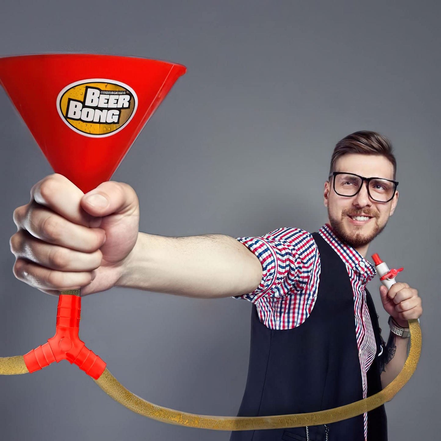 Beer Bong Beer Funnel - Party Funnel Drink Funnel Beer Funnel with Hose & Shut-Off Valve - Bachelor Party Drinking Game (Double)
