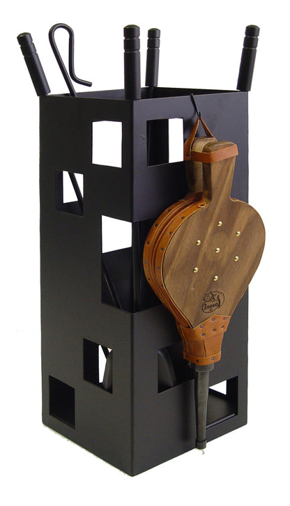 Imex El Zorro 10046 Fireplace Set, square, stainless steel accessories with bellows, 50 x 20 x 20 cm.