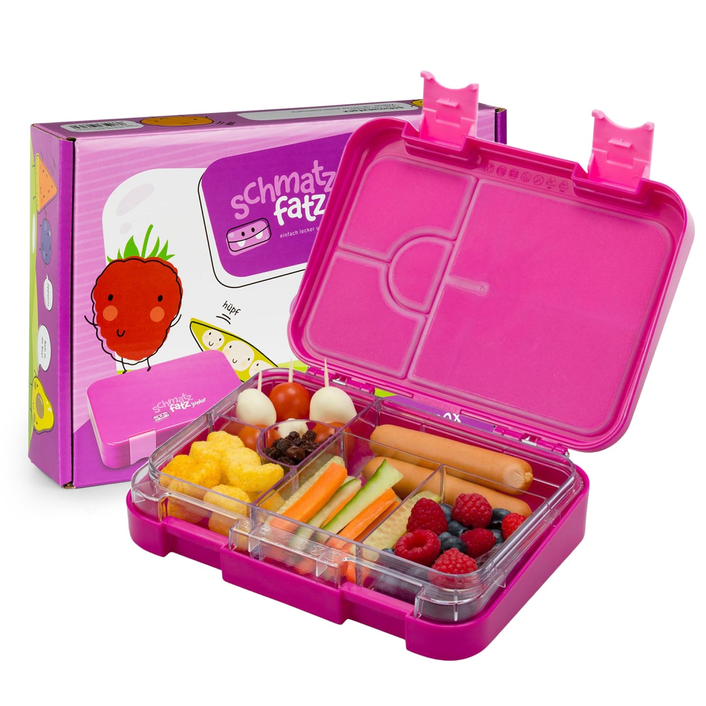 smack treat Junior lunch box for children with compartments | BPA free children's lunch box | Bento box for children | bread box | snack box | perfect for school, kindergarten & on the go (purple)