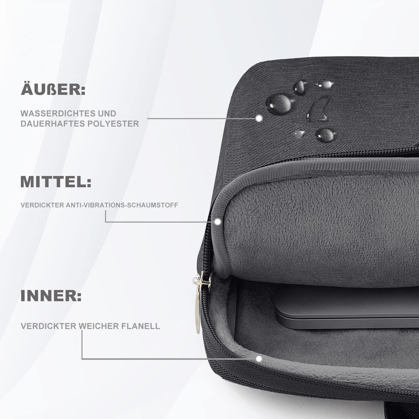 Voova laptop bag for 17 17.3 inch laptops, shoulder bag, carrying case, 360° protection, waterproof, shockproof, black 17.3 inch notebook bag.
