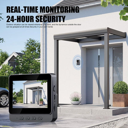 Wireless doorbell camera with monitor, video intercom system with 4.3 inch screen, phone security camera.
