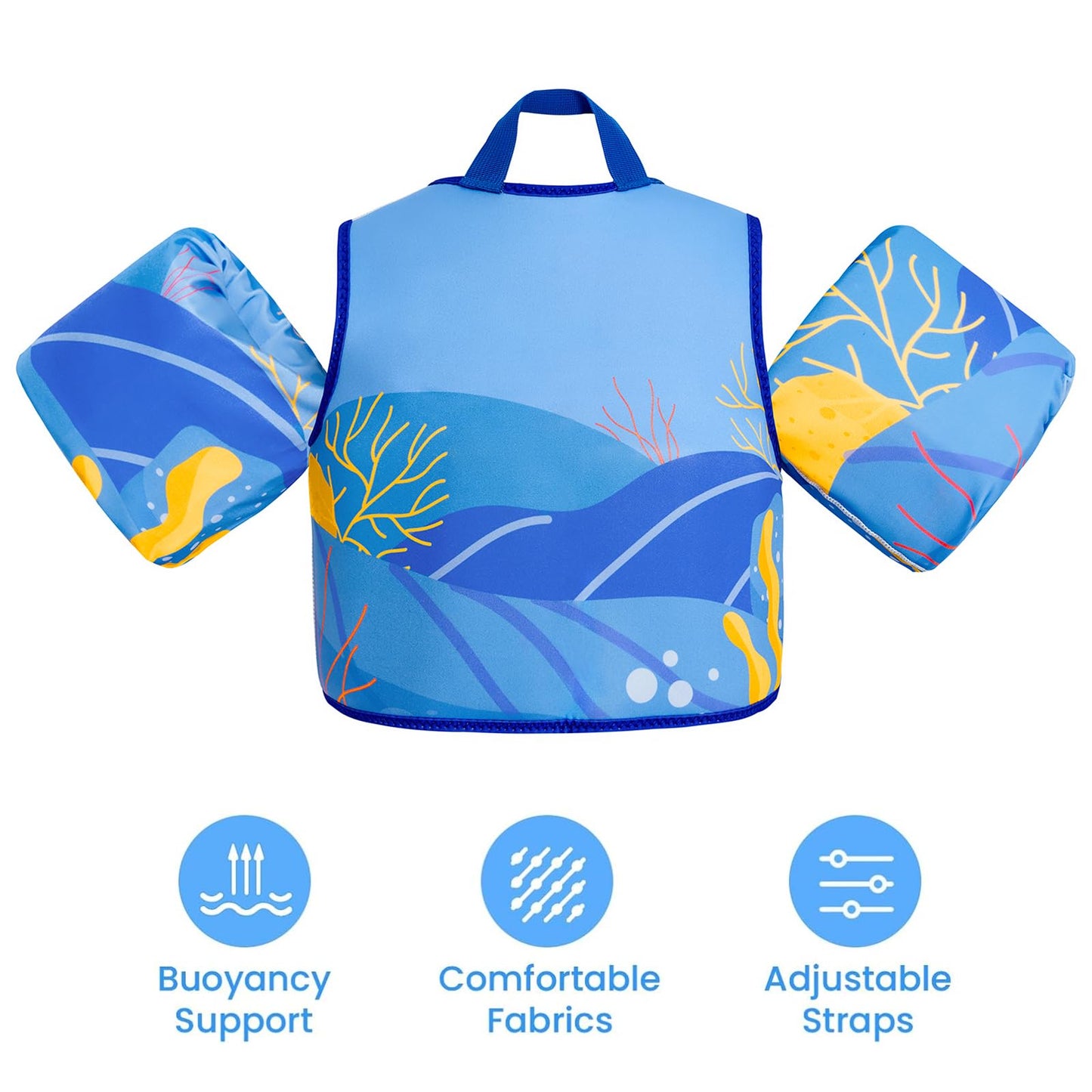 Gogokids children's swim vest with floating sleeves, toddler swim jacket with armbands for young girls. Buoyancy aid for 2-3 years/15-19 kg for pool, swim lessons, and water park.