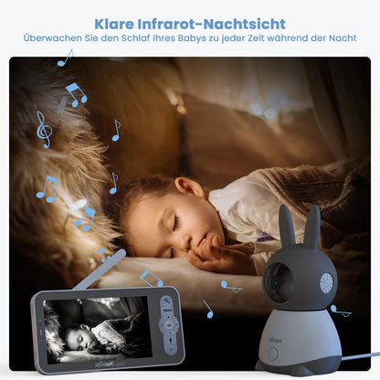 ieGeek Baby Monitor with 2 Camera [2K/3MP, 5 Inch] WiFi Video Baby Monitor PTZ 355°, IR Night Vision, Automatic Tracking, Cry/Motion/Sound Detection, supports Mobile App Control.