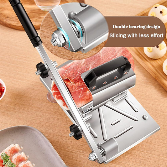 Tyenaza Frozen Meat Slicer, Lamb Stainless Steel Cutting Machine 0.3mm-8mm Adjustable Thickness Manual Meat Cutter for Home Kitchen