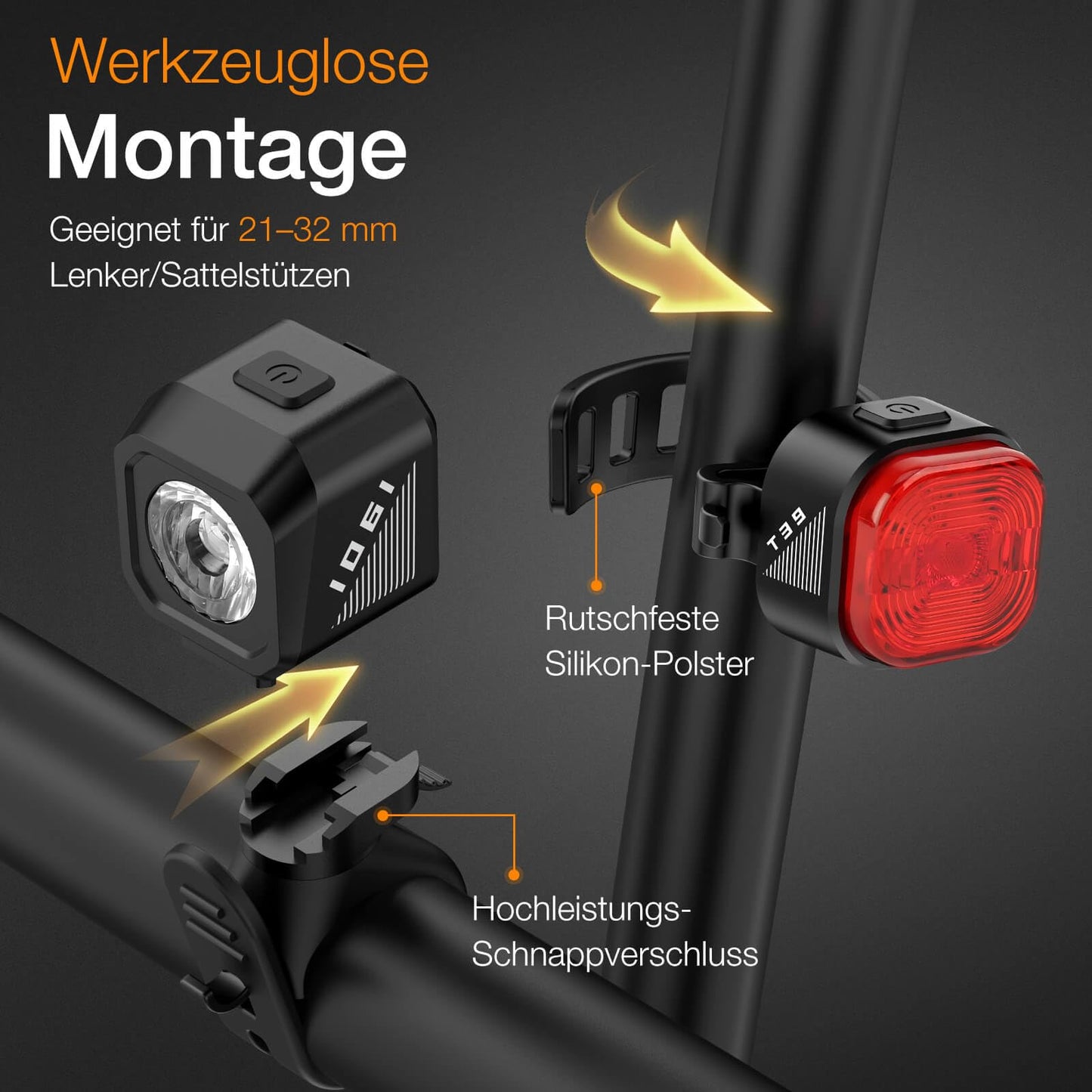 Tavaler Bike Light Set USB Rechargeable | StVZO Approved Bike Light Set | IPX5 Waterproof Bike Light Set LED | Front Bike Light | Rear Bike Light & Bike Tail Light