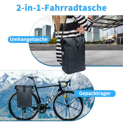 FINEW Bicycle Bag for Luggage Rack 20L - 100% Waterproof, Luggage Rack Bag Multifunctional Rear Luggage Bag Waterproof Rear Seat Bag, 2 in 1 Bicycle Reflective Shoulder Bag With Carrying Strap