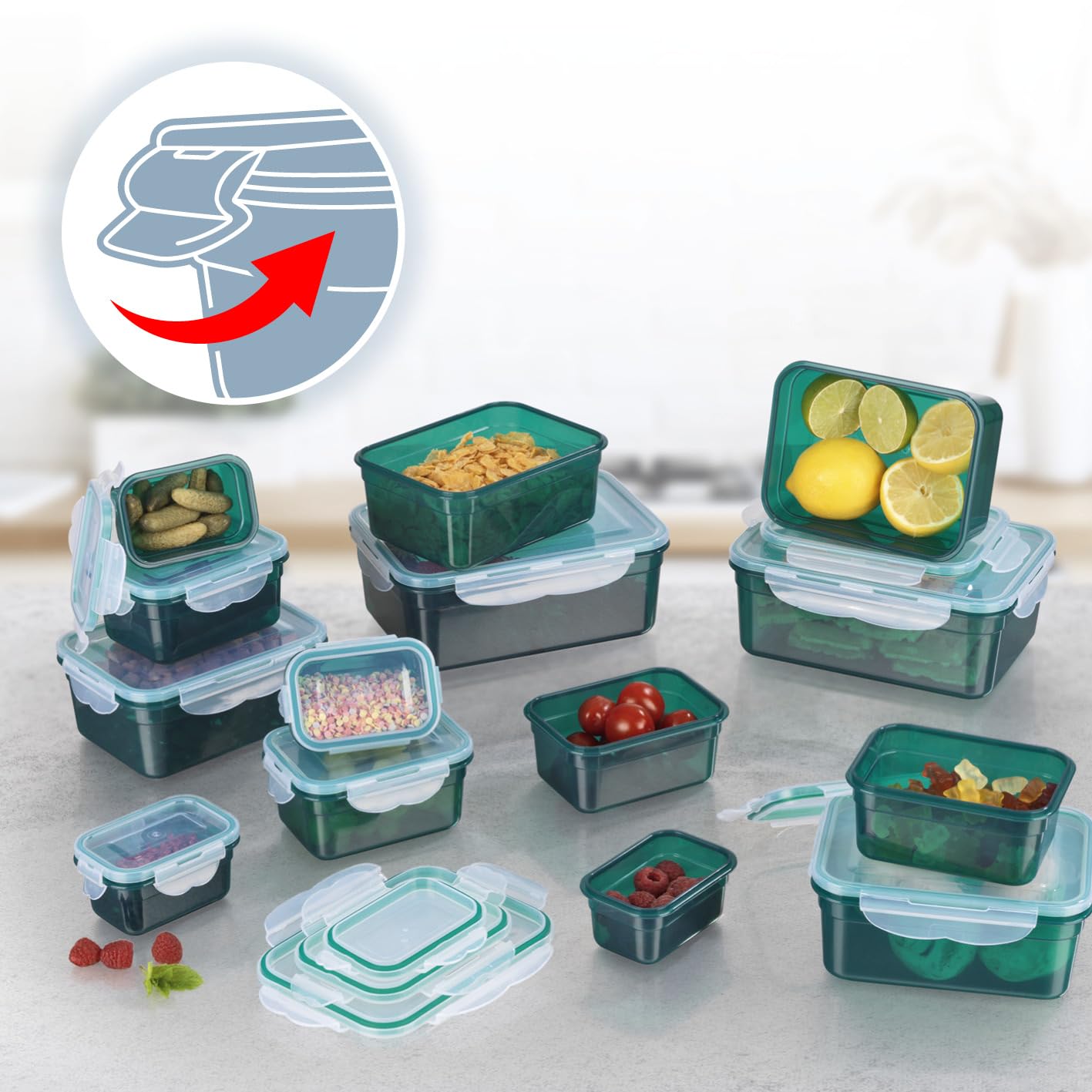 GOURMETmaxx Fresh-keeping containers with Klick-it lid 14-piece set | Storage box for meal prep | Airtight, leak-proof & stackable storage containers with lids | BPA-free