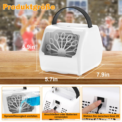 Bubble Machine 16000+ /min, HassoKon Automatic Bubble Blower for Kids, Bubble Machine for Wedding/Birthday/Festival Party (White)