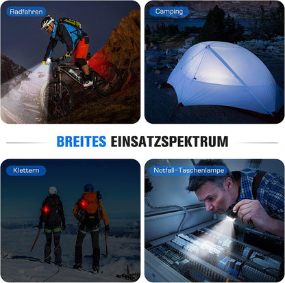 LED bike light set, StVZO bike light USB rechargeable, waterproof bike lighting front and rear set with headlights & taillight, bike light for kids and adults.