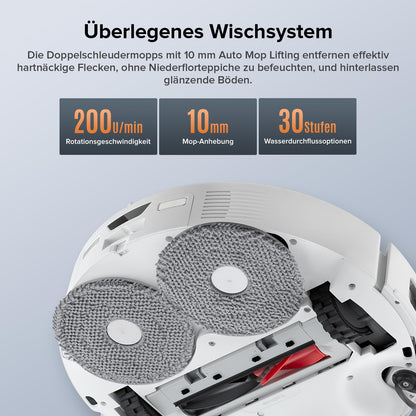 Roborock Qrevo Edge S5A robot vacuum with mopping function, Dual Anti-Tangle System, 18,500Pa suction power, FlexiArm Design for edge cleaning, lift-up mop for 75℃ hot water mopping (White)