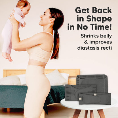 KeaBabies Revive 3 in 1 Postpartum Belt for Women - Belly Belt After Birth C-Section, Postpartum Recovery Belt, Belly Wrap After Birth, Pregnancy Belly Band (Mystic Gray, M/L)
