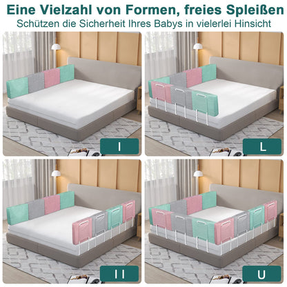 UISEBRT Bed Rail Bed Guard for Kids 60cm 5-Position Adjustable - Bed Rail Guard for Kids, Children Bed Rail for Co-Sleeping and Toddler Bed (60cm, Green Lake)