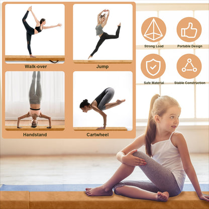 FBSPORT 270CM Folding Balance Beam, Gymnastics Balance Beam, Gymnastics Floor Beam, Flocking Layer Balance Beam, Balance Fitness Equipment for Kids.