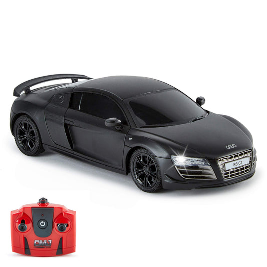 CMJ RC CARS Audi R8 GT, official licensed remote control car, playtime RC race car, 1:24 RC off-road car 24Hz, gift for children 6-12 years old beginners (Black)