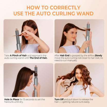 Airstyler 8 in 1 high-speed ion hair dryer 110,000RPM blow dryer with air curler, hot air brush, hairbrush, round brush hairdryer, curling brush hairstyler styling brush gift for women, 1400W.