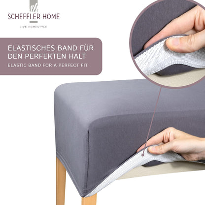 SCHEFFLER-Home Natalie Stretch Chair Covers Cotton/ Chair Covers Black/ Chair Cover Set of 4/ Chair Cover for Swing Chairs washable/ elegant Stretch Chair Cover High Backrest.