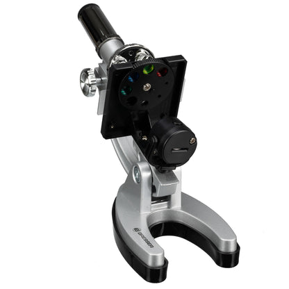 Bresser Junior beginner microscope set Biotar 300x-1200x for kids with battery-powered illumination and extensive accessory package, including carrying case