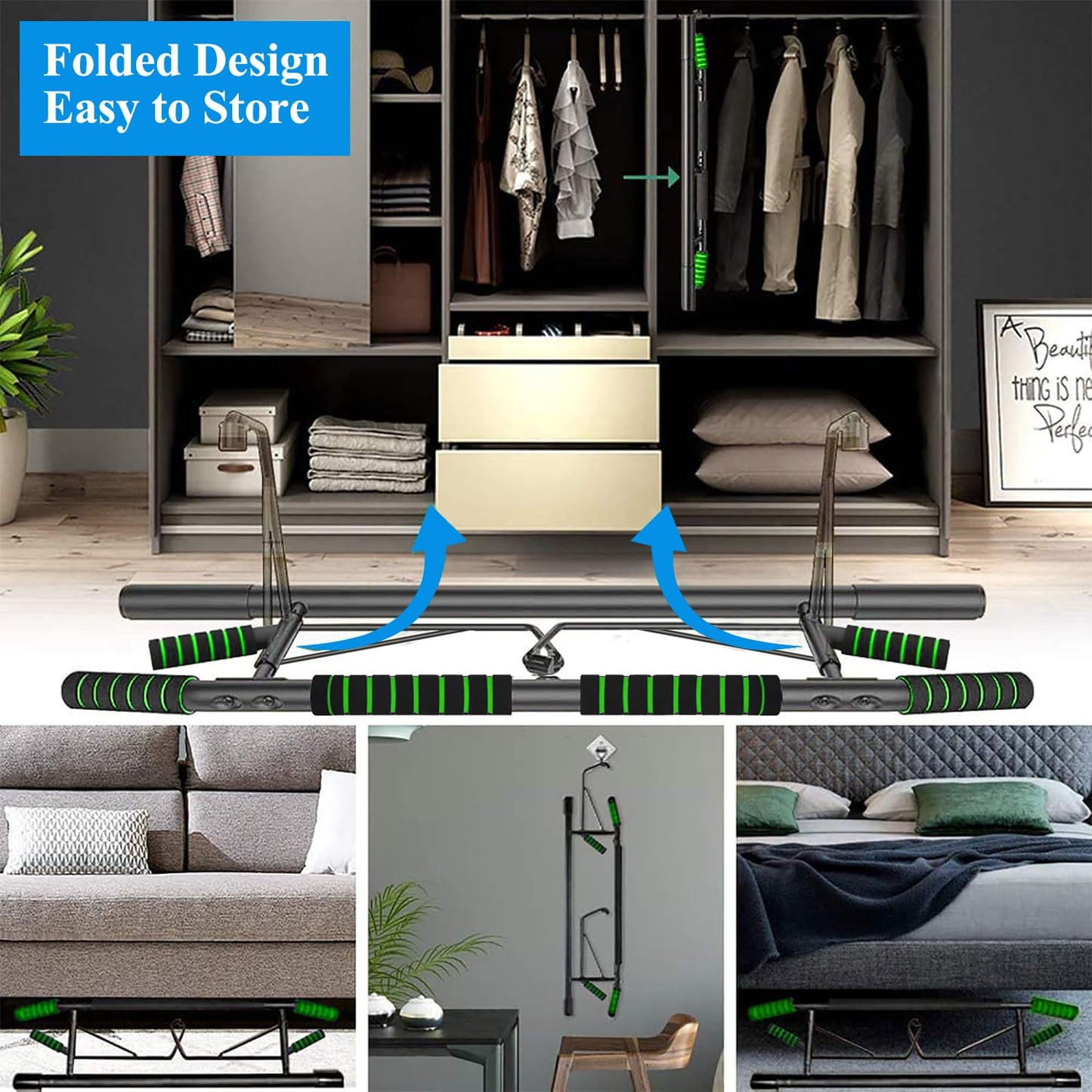 Pull-up bar, door handle, Heavy-duty Pull up bar [up to 200 KG]- Fitness pull-up frame for home fitness exercises with shortened grip.