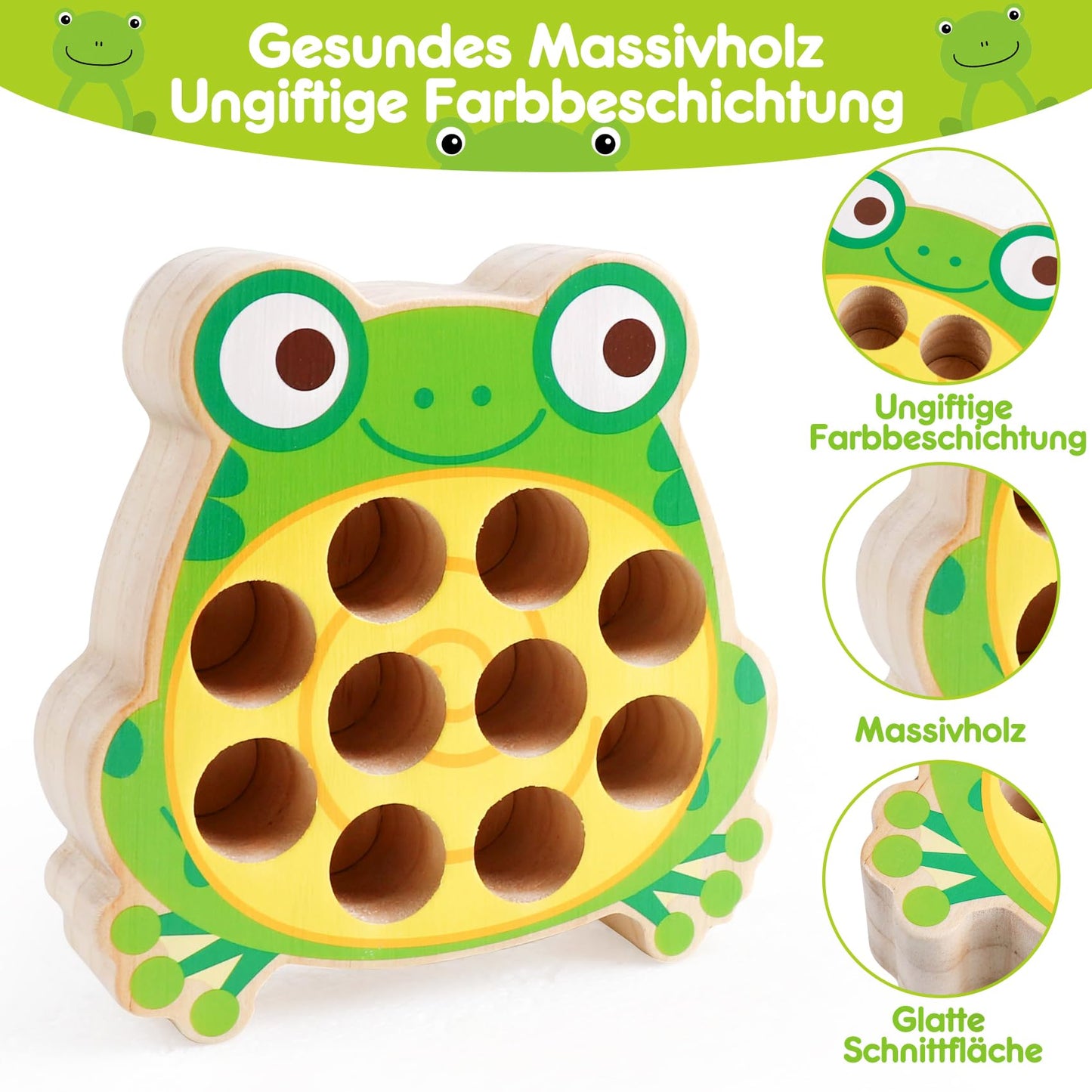 Skrtuan Montessori wooden toys, toys for 2 3 4 year olds Magnetic fishing toy to learn fine motor skills, educational games motor skills toy wooden fishing game for children