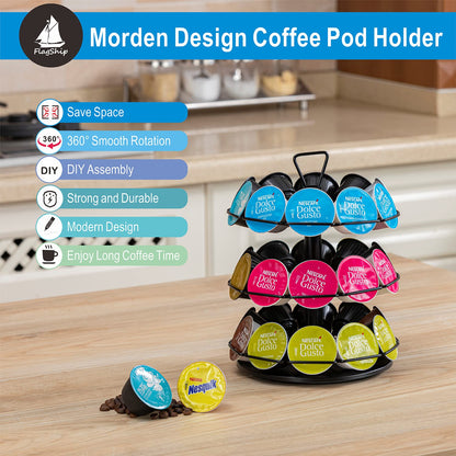 Flagship coffee capsule holder carousel 3 floors for Dolce Gusto capsule holder metal DIY install small for Nescafe Dolce Gusto (30 capsules)