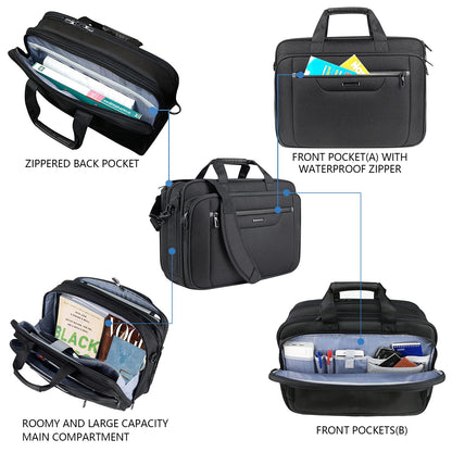 VANKEAN laptop bag for up to 18-inch laptops XXL Water-resistant gaming computer bag for men women Expandable capacity for travel/business/school - Black