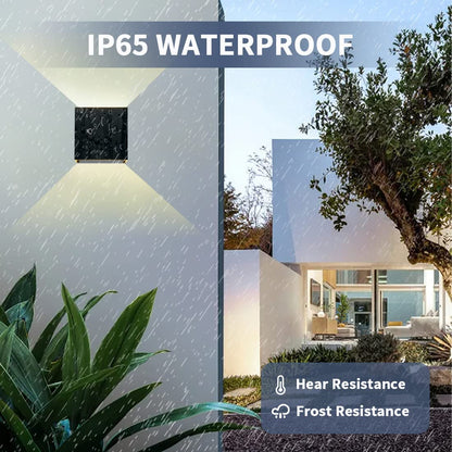 BOYIR 12W LED wall light for indoor/outdoor use with motion sensor. Modern up/down design with adjustable beam angle. Waterproof IP65 outdoor wall lamp in 3000K warm white.