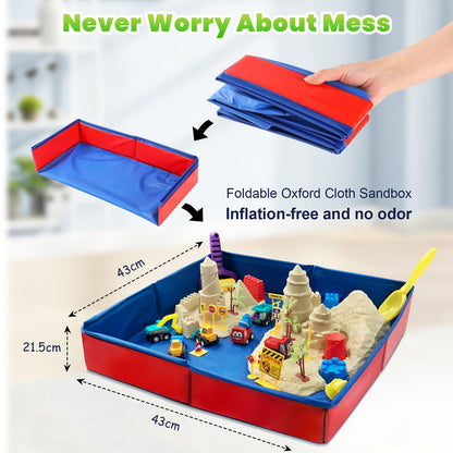 CROSOFMI Magic Sand For Kids Set Play Sand Foldable Sandbox for Boys Girls 3 4 5 6 7+ Years Old