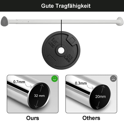 Oxdigi telescopic rod without drilling shower curtain rod 211-261 cm stainless steel extendable curtain rod for clamping rust-free extra long curtain rod for windows, bathrooms, balconies, laundry room, white