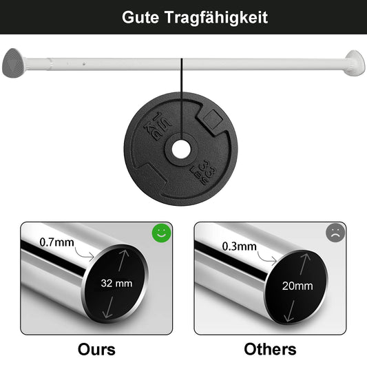 Oxdigi telescopic rod without drilling shower curtain rod 211-261 cm stainless steel extendable curtain rod for clamping rust-free extra long curtain rod for windows, bathrooms, balconies, laundry room, white
