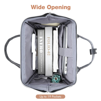 Lekesky backpack designed for women with laptop compartment & anti-theft pocket, fits up to 15.6 inch laptop. Perfect for work or school. (Grey)
