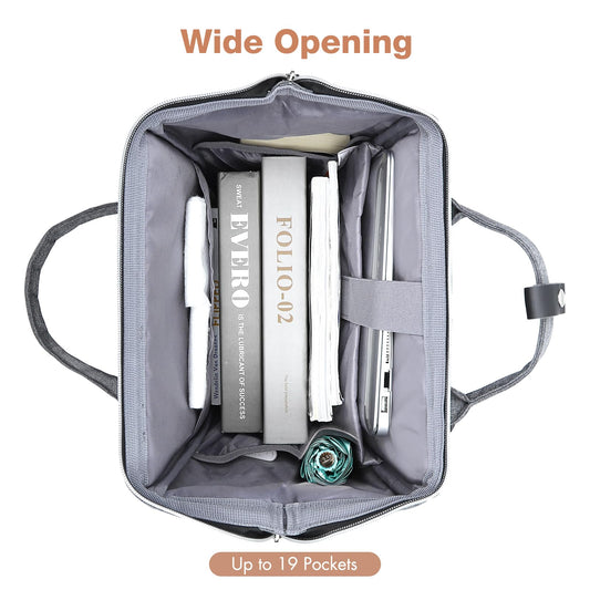 Lekesky backpack designed for women with laptop compartment & anti-theft pocket, fits up to 15.6 inch laptop. Perfect for work or school. (Grey)
