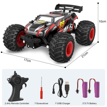 Fivejoy Remote Control Car for 3 4 5 6 7 8 years old, 20KM/H RC Off-Road Car, 2WD All Terrain 2.4GHz RC Truck with 2 batteries, Car Toy for 3 4 5 6 7 8 boys, Toy Gift for Kids.