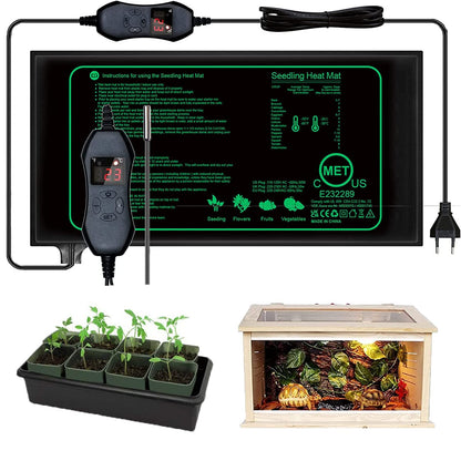 iZELL heating mat for plants with thermostat for seedlings, pets and reptiles - 50W heating mat for germination and temperature regulation, fast warming, safe and durable - 25*52cm