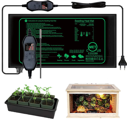 iZELL heating mat for plants with thermostat for seedlings, pets and reptiles - 50W heating mat for germination and temperature regulation, fast warming, safe and durable - 25*52cm