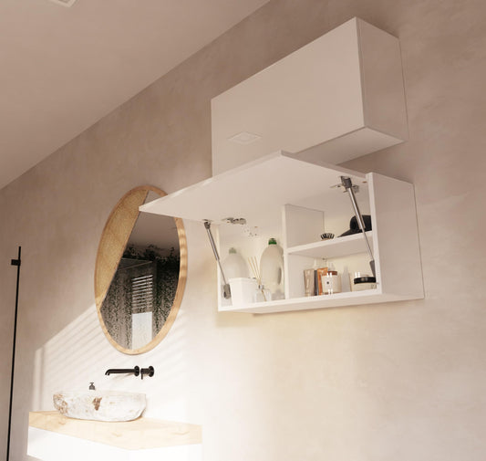 PLATAN ROOM bathroom cabinet 80/120/160/200/240 wide bathroom furniture folding wall cabinet glossy matt white (white matt/white glossy, 80 x 40 x 25)