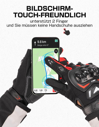 KEMIMOTO motorcycle gloves for men, summer motorcycle gloves with knuckle protector and touchscreen, breathable sport gloves for men and women, for motorcycle, bicycle, scooter, hunting